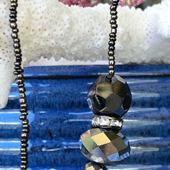 Silver Grey Faceted Beading Long Chico’s Necklace $18ea or bundle 3/$30 - Picture 6 of 7